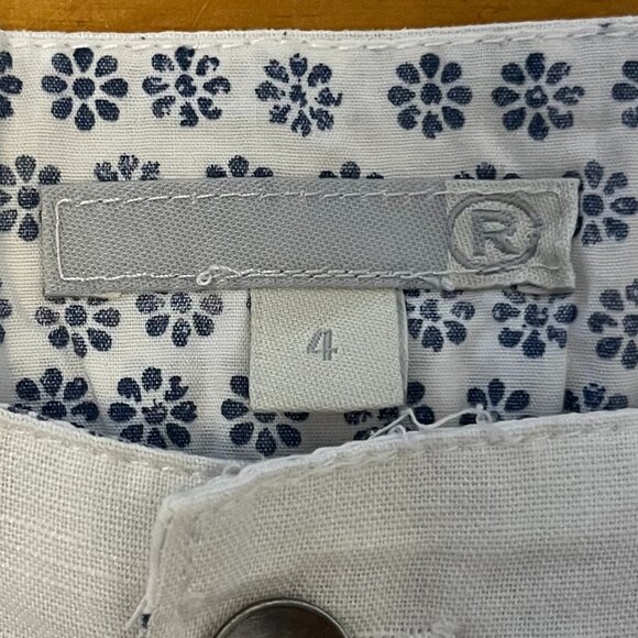 White Linen Blend Shorts with Self Tie, Size 4 - Picture 3 of 9